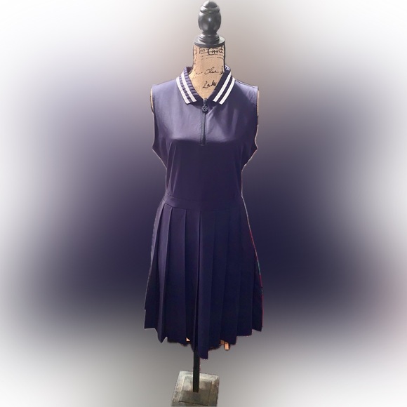 tory burch pleated golf dress Tory Burch Pleated Zip-Front Golf Dress In Conifer - 36% Off